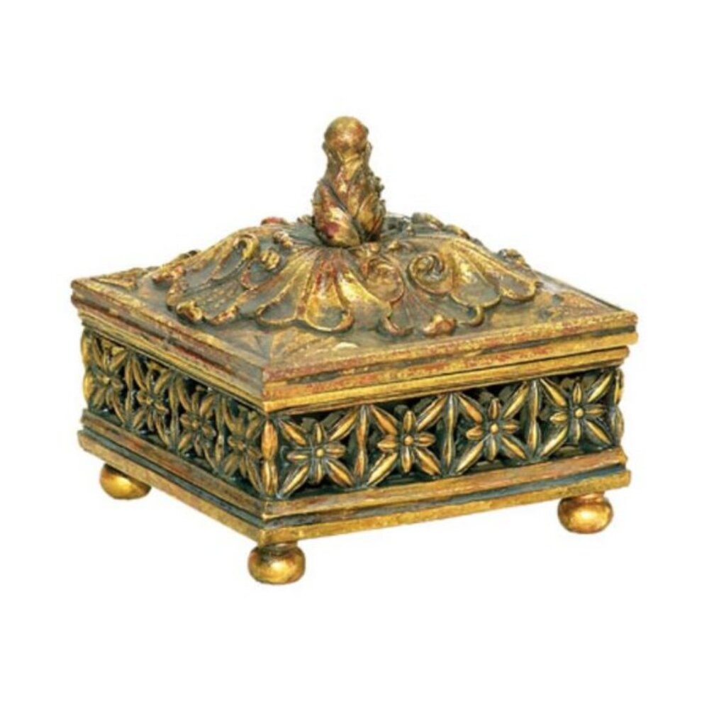 Trinket Box with Lid - 6"Sq x 5"H